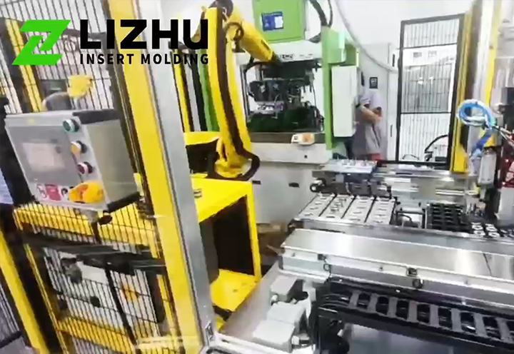 LIZHU Vertical Injection Molding Machine Works with Industrial Robot for Automated Production of Small Plastic Parts